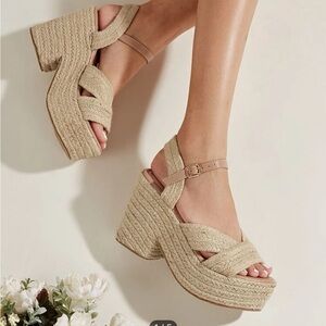 Shein Criss Cross Espadrille Platform Ankle Strap Sandal